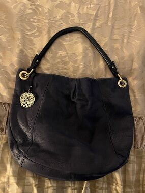 Vince Camuto Black Leather Hobo with Gold Charm